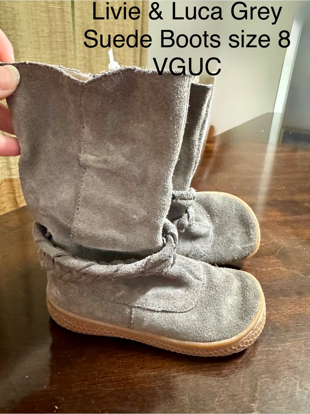 Livie & Luca Grey Suede Girls Braided Ankle Boots